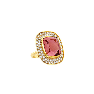 Gold, Pink Tourmaline and Diamond Ring