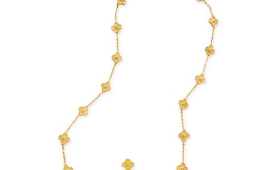 Gold 'Vintage Alhambra' Necklace and Pair of Earclips, France, Van Cleef & Arpels
