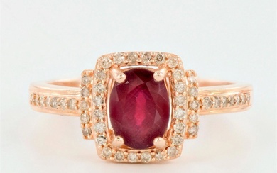 Gorgeous 14K Rose Gold, Ruby, and Diamond Ring