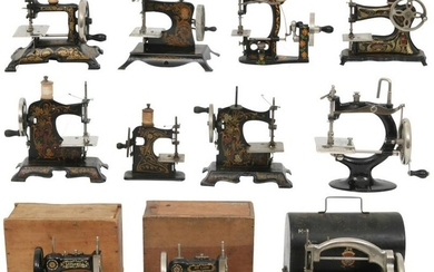 Group of 11 Miniature Sewing Machines