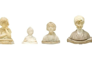 Group of n. 4 half busts in white marble, 19th / 20th