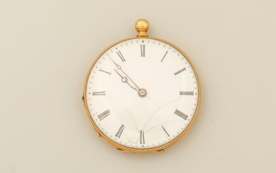 Gusset watch in 18k gold with engraved floral...
