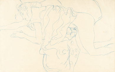 Gustav Klimt 1862 Baumgarten bei Wien – Wien 1918 Kneeling demi nude facing left
