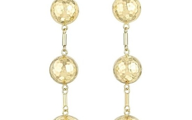 Hammered Gold Ball Drop Earrings