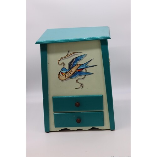 Hand Painted wooden little cabinet Salvage from a fairgroun...