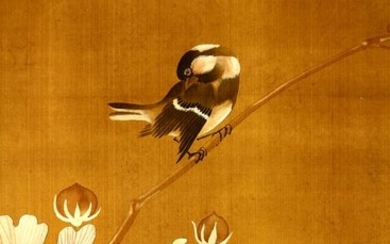 Hanging scroll - Silk - Kacho-ga - With signature and seal 'Shinkyo' 神挙 - Japan - Early 20th century