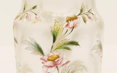 Harrach Bohemian Enameled Floral Glass Vase