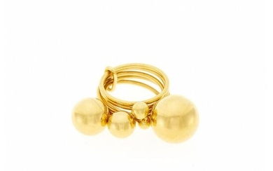 Hermès Five Band Gold Ball Charm Ring, France