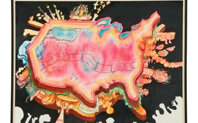Hugh Weiss 1925-2007 Pop Art American Map Painting