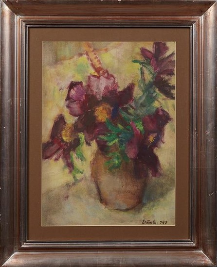 Hungarian School, "Still Life of Flowers in a Vase,"