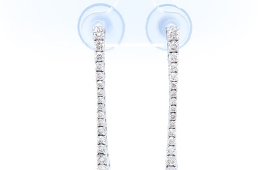 IGI Certified - 14 kt. White gold - Earrings - 1.40 ct Diamond