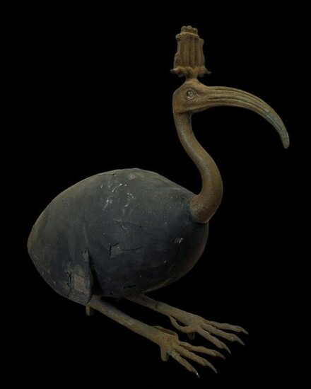 Ibis of bronze and wood