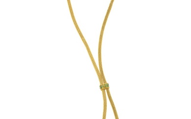 Ilias Lalaounis Long Two-Color Gold, Emerald, Sapphire and Diamond Slide Lariat Chimera Necklace