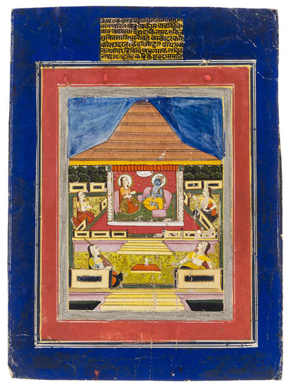 India.- Indian School (probably early 20th century) Five miniature paintings, three with matching decorative borders (5)