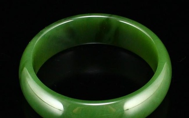 Inside Diameter 58 MM Chinese Green Hetian Jade Bracelet w Certificate