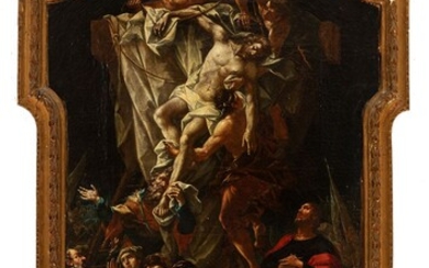 Italian school; second half of the 18th century. "Descent from the Cross". Oil on canvas....