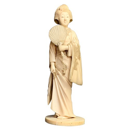 JAPANESE IVORY OKIMONO OF A GEISHA, MEIJI PERIOD the geisha ...
