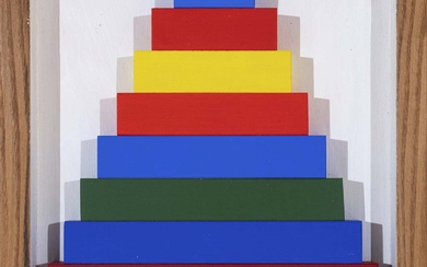 JOE TILSON (Londra, 1928 - 2023, ) Ziggurat 2002 multiplo in legno es. 72/75...