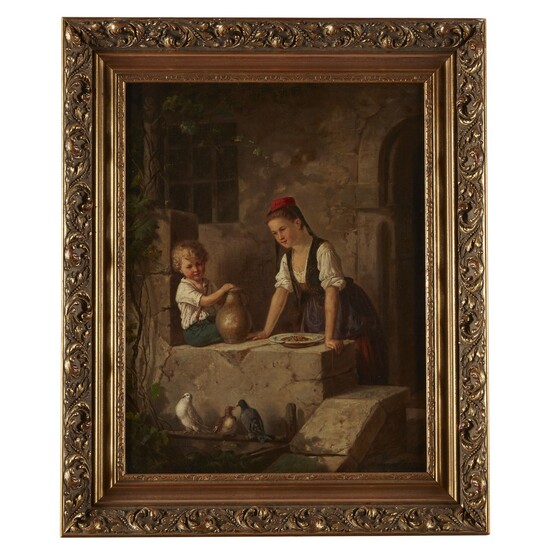 JOHANN GEORG MEYER VON BREMEN (GERMAN 1813–1886) BROTHER AND SISTER AT THE WELL
