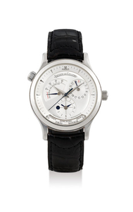 Jaeger-LeCoultre. A Stainless Steel World Time Wristwatch with date, power reserve, day/night indication and second time zone