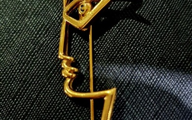 Jean Cocteau - Gold-plated - Brooch