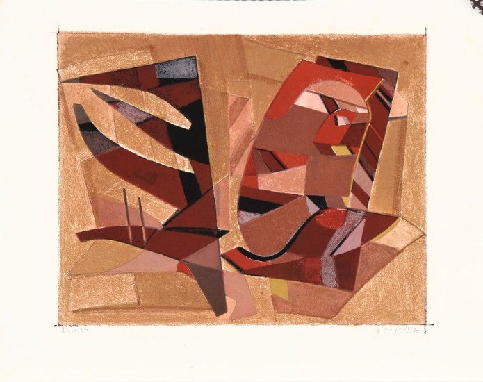 Jean Deyrolle: Untitled. Signed J. Deyrolle, 24/25. Lithograph in colours. Sheet size 34×43 cm. Unframed.