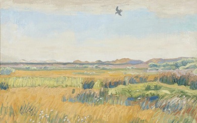 Johannes Larsen (b. Kerteminde 1867, d. s.p. 1961) View from a meadow...