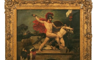 John Wood 1801-1870 Nude Alcibiades Oil Painting