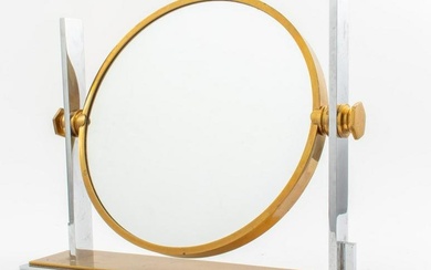 Karl Springer Large Chrome & Brass Vanity Mirror