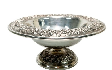 Kirk & Sons Sterling Silver Repousse Rose Footed Bowl, circa 1920