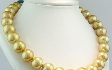 Königliche Südseeperlenkette 15,0-18,3 mm! Seltenheit Intensives Naturgold Gold - Necklace Pearls