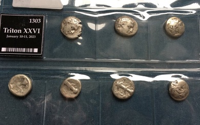 Kyrenaica, Kyrene. Didrachm/Stater Group of 7 silver coins struck, circa 294-275 B.C., time of Magas - Ex CNG auction Triton XXVI