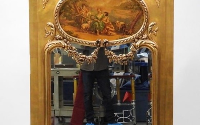 LG Antique Trumeau Garden Scene Mirror