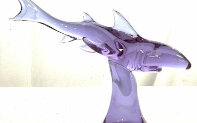 LICIO Zanetti Signed Shark Art Glass Sculpture