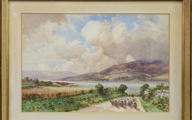 LOCH LONG, A WATERCOLOUR BY TOM CAMPBELL