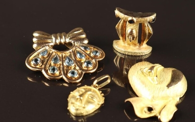 LOT of four gold and stone pendants, gross weight 27.5...
