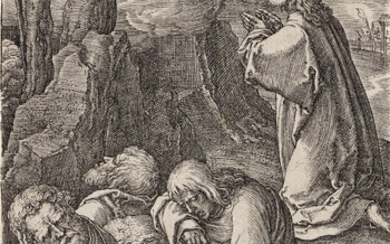 LUCAS VAN LEYDEN Christ on the Mount of Olives. Engraving, 1521. 115x73 mm;...