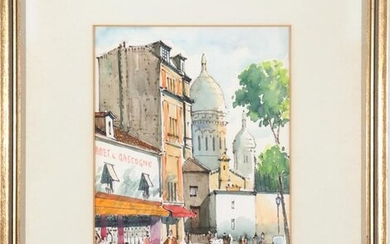 La Foglia Signed "Paris Montmartre" Watercolor