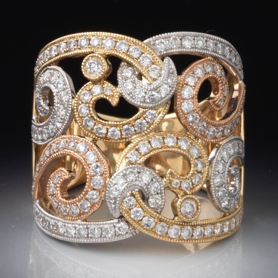Ladies' Tri-Color Gold and Diamond Ring