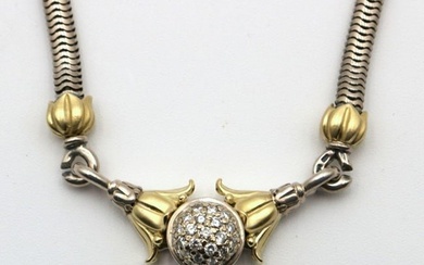 Lagos 18Kt & Sterling Silver Diamond Necklace
