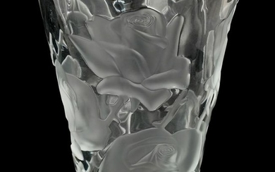 Lalique "Ispahan Rose" Crystal Vase