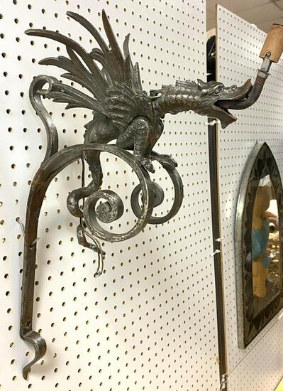 Lamp Dragon Silver metal wall sconce. Gothic game of th