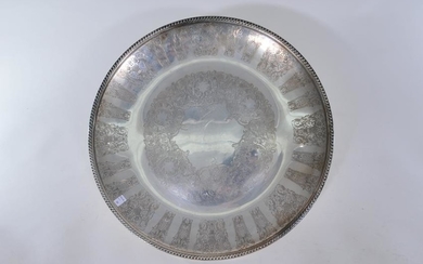 Large Baldwin & Miller sterling silver round tray with