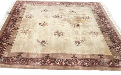 Large Chinese Art Deco Beige Rug