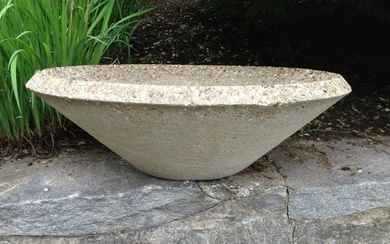 Large English Mid-Century Cast Stone Bowl Planter
