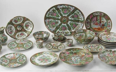 Large Group of Antique Chinese Rose Medallion