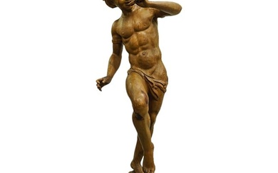 Large Italian Wood Carved Figural Statue