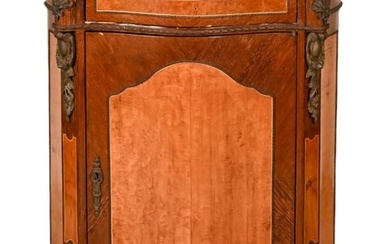 Late 19th C. French Marquetry Marble Top Cabinet