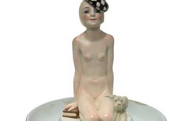 Lenci Ceramic Nude Female with Dog.
