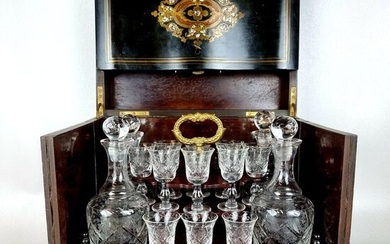 Liquor cabinet (-1) - Napoleon III - Bronze, Crystal, Mahogany, Mother of pearl, Rosewood, bois noircia - Second half 19th century